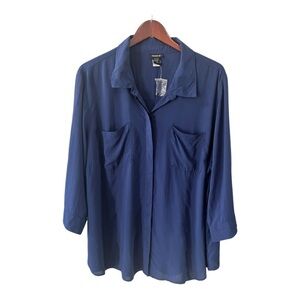 Torrid Royal Blue Button Down Blouse Size 3 Women NWOT